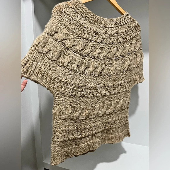 Vintage Berretti Made in Italy Open Knit Tan Gold Metallic Cardigan Medium - Picture 5 of 8